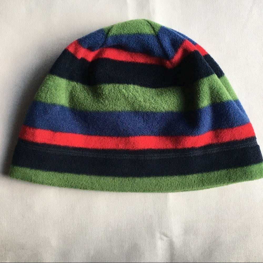 Lands' End Fleece hat size kids large striped EUC